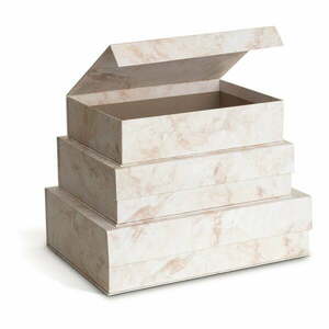 Bézs fedeles dekoratív karton tárolódoboz szett 3 db-os 42, 5x29, 5x13 cm Kian Paper Laminate – Bigso kép