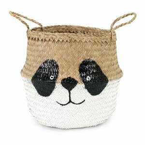 Fehér-natúr színű tengerifű játéktároló kosár ø 25x24 cm Panda – Compactor kép