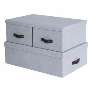 Világosszürke fedeles karton tárolódoboz szett 3 db-os 31x47x15 cm Inge – Bigso Box of Sweden kép