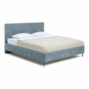 Kék kárpitozott franciaágy matraccal és ráccsal 180x200 cm Noira Slim - Bonami Selection kép