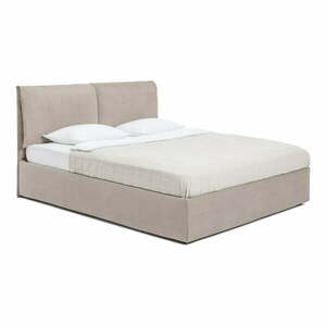 Kárpitozott franciaágy taupe színű, tárolóhellyel, matraccal/ráccsal 180x200 cm Thessa Pillow - Bonami Selection kép