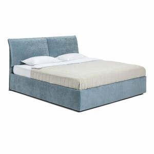 Kék kárpitozott franciaágy tárolóhelyiséggel, matraccal/ráccsal 180x200 cm Thessa Pillow - Bonami Selection kép