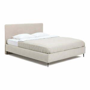 Bézs színű kárpitozott franciaágy matraccal és ráccsal 180x200 cm Noira Slim - Bonami Selection kép