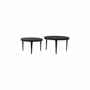 Fekete kerek dohányzóasztal szett 2 db-os ø 75 cm Tobias – Light & Living kép