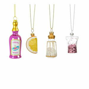 Üveg kézzel készített karácsonyfadísz készlet 4 db-os 9, 5 cm Tequila – Sass & Belle kép