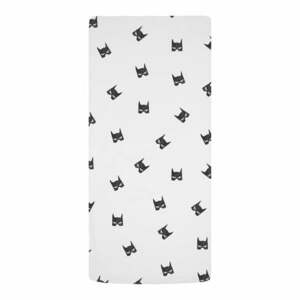 Fekete-fehér gumis pamut-szatén gyerek lepedő babaágyhoz 60x120 cm Be a Hero – Butter Kings kép