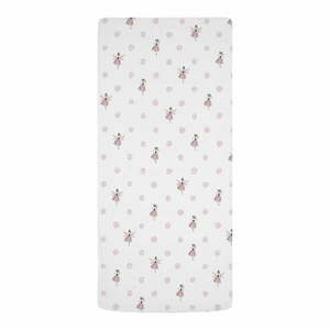 Fehér-rózsaszín gumis pamut-szatén gyerek lepedő babaágyhoz 60x120 cm Pink Girl – Butter Kings kép
