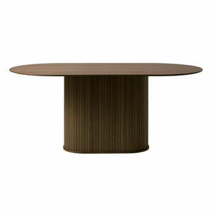 Barna étkezőasztal tölgyfa dekoros asztallappal 95x180 cm Nola – Unique Furniture kép