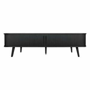 Fekete TV-állvány tölgyfa dekorral 178x50x40 cm Rove – Woodman kép