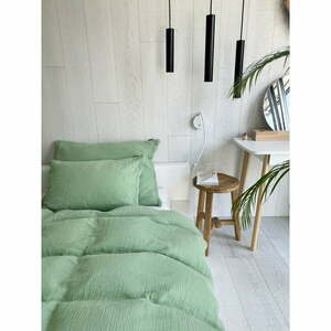 Zöld egyszemélyes muszlin ágyneműhuzat 140x200 cm Plain Muslin – Butter Kings kép