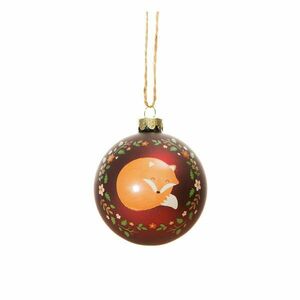 Üveg kézzel készített karácsonyfadísz ø 8 cm Woodland Fox – Sass & Belle kép