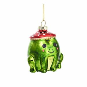 Üveg kézzel készített karácsonyfadísz 7 cm Frog – Sass & Belle kép