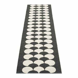 Fekete-krémszínű kültéri-beltéri futószőnyeg 70x250 cm Poppy Black Vanilla – Pappelina kép