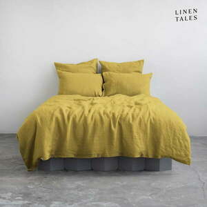 Sárga kétszemélyes len ágyneműhuzat 200x200 cm – Linen Tales kép