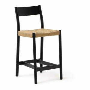 Fekete-natúr színű tölgyfa bárszék (ülésmagasság 65 cm) Yalia – Kave Home kép