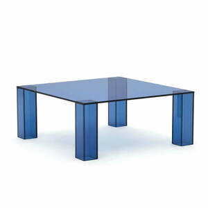 Kék üveg dohányzóasztal 85x85 cm Adularia – Kave Home kép