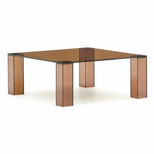 Barna üveg dohányzóasztal 85x85 cm Adularia – Kave Home kép