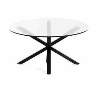 Fekete kerek dohányzóasztal üveg asztallappal ø 82 cm Argo – Kave Home kép