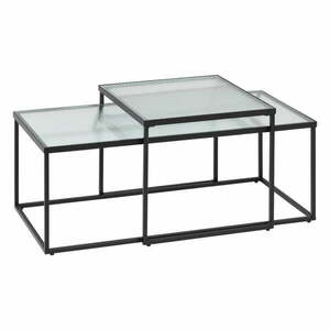 Fekete üveg dohányzóasztal szett 2 db-os 55x100 cm Akemi – Kave Home kép