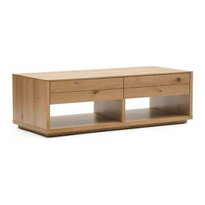 Natúr színű dohányzóasztal tölgyfa dekorral 60x140 cm Alguema – Kave Home kép