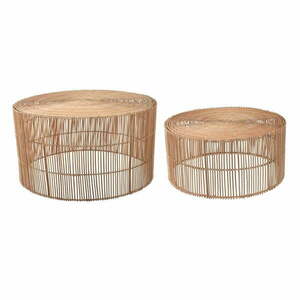 Natúr színű rattan kerek dohányzóasztal szett 2 db-os ø 66 cm Elmima – Kave Home kép