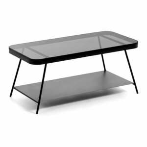 Fekete dohányzóasztal üveg asztallappal 45x90 cm Duilia – Kave Home kép