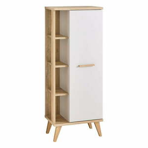 Krémszínű magas fürdőszoba szekrény tölgyfa dekorral 50, 5x128 cm Quickset 966 – Pelipal kép