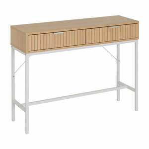 Natúr színű konzolasztal tölgyfa dekorral 30x100 cm Mid-Lines – Casa Selección kép