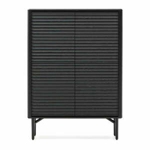 Fekete szekrény tölgyfa dekorral 104, 5x144x40 cm Lenon – Kave Home kép