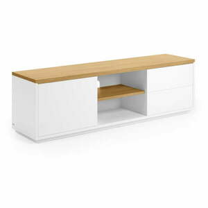 Fehér TV-állvány tölgyfa dekorral 150x44x36 cm Abilen – Kave Home kép