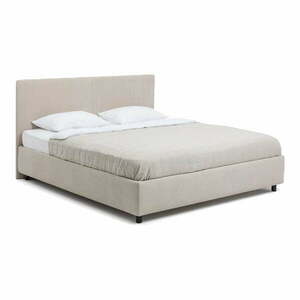Bézs kárpitozott ágyneműtartós franciaágy matraccal, ágyráccsal 160x200 cm Myra Slim Line – Bonami Selection kép