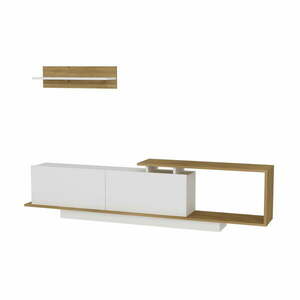 Fehér-natúr színű nappali bútor szett 180x55 cm Asos - Woody Fashion kép