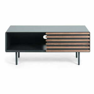 Fekete TV-állvány diófa dekorral 120x48, 5x45 cm Kesia – Kave Home kép