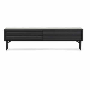 Fekete TV-állvány tölgyfa dekorral 200x57x35 cm Lenon – Kave Home kép