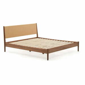 Sötétbarna diófa franciaágy ágyráccsal 180x200 cm Elan – Kave Home kép