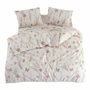 Bézs kétszemélyes-hosszabbított ágyneműhuzat lepedővel-négyrészes 200x220 cm Floral Butterfly – Mila Home kép