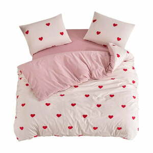 Rózsaszín kétszemélyes-hosszabbított ágyneműhuzat lepedővel-négyrészes 200x220 cm Red Heart – Mila Home kép