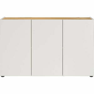 Krémszínű szekrény tölgyfa dekorral 120x76x34 cm Adrano – Germania kép