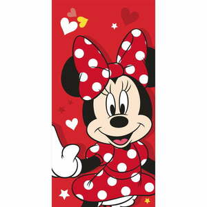 Piros pamut gyerek fürdőlepedő 70x140 cm Minnie "Red heart" – Jerry Fabrics kép