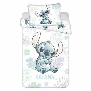 Fehér pamut gyerek ágyneműhuzat babaágyhoz 100x135 cm Lilo and Stitch "Ohana White" – Jerry Fabrics kép