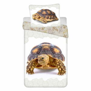 Fehér-barna egyszemélyes pamut gyerek ágyneműhuzat 140x200 cm Tortoise – Jerry Fabrics kép