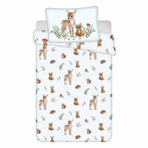 Fehér-barna pamut gyerek ágyneműhuzat babaágyhoz 100x135 cm Forest Animals – Jerry Fabrics kép