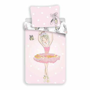 Rózsaszín egyszemélyes pamut gyerek ágyneműhuzat 140x200 cm Ballerina – Jerry Fabrics kép