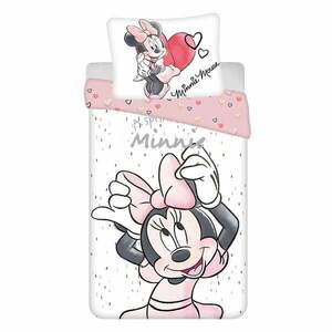 Fehér-rózsaszín egyszemélyes pamut gyerek ágyneműhuzat 140x200 cm Minnie "White" – Jerry Fabrics kép