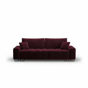 Borvörös bársony kinyitható tárolóhelyes kanapé 250 cm Wicklow – Cosmopolitan Design kép