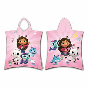 Rózsaszín pamut gyerek fürdőponcsó 3-8 év Gabby´s Dollhouse – Jerry Fabrics kép