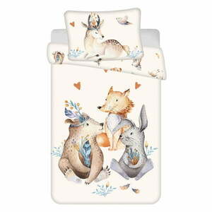 Bézs pamut gyerek ágyneműhuzat babaágyhoz 100x135 cm Animals "Woodland" – Jerry Fabrics kép