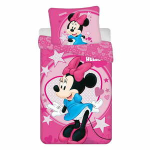 Rózsaszín egyszemélyes mikroszálas gyerek ágyneműhuzat 140x200 cm Minnie "Hello" – Jerry Fabrics kép