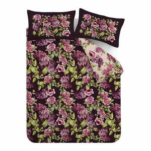 Lila kétszemélyes hosszabbított pamut ágyneműhuzat 230x220 cm Pia Floral – RHS kép