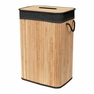 Fekete-natúr színű bambusz szennyeskosár 78 l Bamboo – Compactor kép